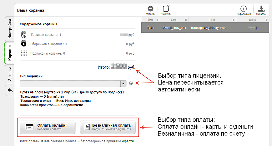Трек в корзине